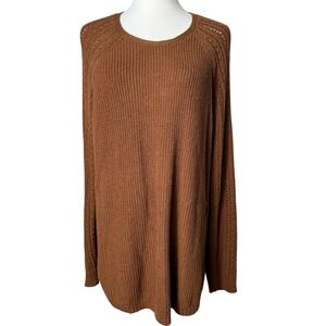 Sonoma Womens Camel Knit Sweater Size XL Cotton Blend Preppy Winter Layers Brown
